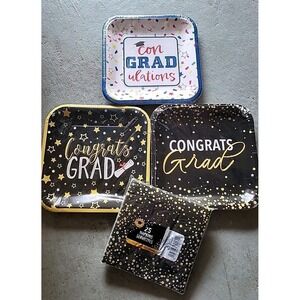 Graduation Party Supplies Set Congrats Grad 3 Paper Plates 1 Napkins New